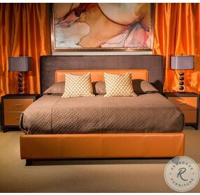 21 Cosmopolitan Diablo Orange And Umber Tufted King Upholstered Panel Bed