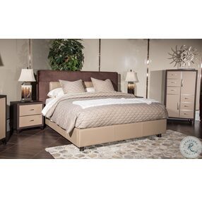 21 Cosmopolitan Pebble Grain Taupe And Umber Tufted California King Upholstered Panel Bed