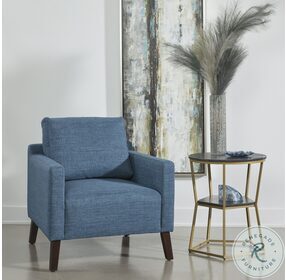 Azariah Nashville Blue And Espresso Accent Chair