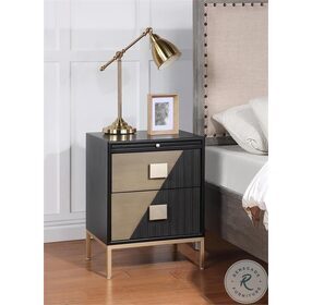 Holland Midnight Hour And Champagne 2 Drawer Chairside Table with Pullout Shelf