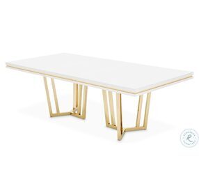 Palm Gate Cloud White And Gold Extendable Rectangular Dining Room Set