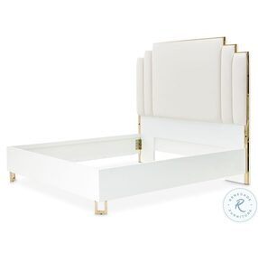 Palm Gate Cloud White King Upholstered Panel Bed