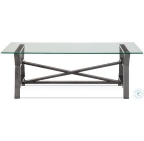 Ross Pewter Glass Top Rectangular Cocktail Table