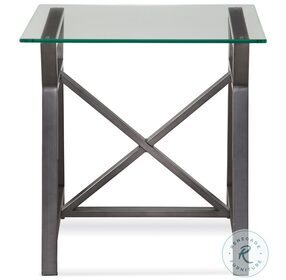 Ross Pewter Glass Top Rectangular End Table