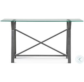 Ross Pewter Glass Top Rectangular Console Table