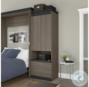 Orion Bark Gray And Graphite 30" Storage Cabinet With Pull Out Shelf