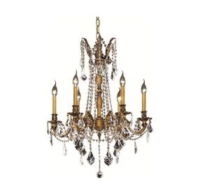 Rosalia 23" French Gold 6 Light Chandelier With Clear Royal Cut Crystal Trim