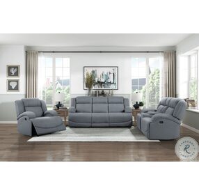 Camryn Graphite Blue Double Reclining Console Loveseat