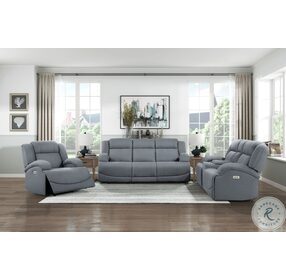 Camryn Graphite Blue Power Double Reclining Console Loveseat