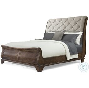 Trisha Yearwood Home Coffee Upholstered Sleigh Bedroom Set