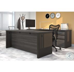 Prestige Bark Grey And Slate 71" U Shaped Executive Desk With Pedestal