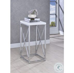 Edmund White And Chrome Accent Table