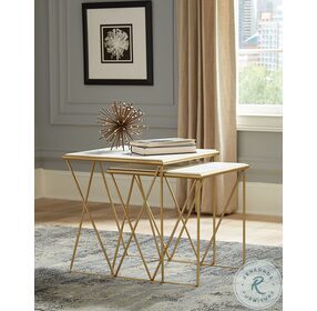 Bette White And Gold 2 Piece Nesting Table Set 
