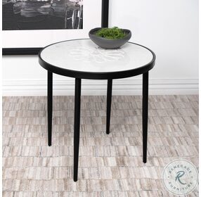Kofi White And Black Marble Top Side Table