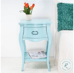 Rochelle Distressed Rustic Blue 1 Drawer Nightstand