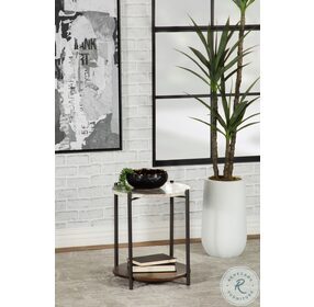 Noemie Marble Top White And Gunmetal Accent Table
