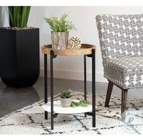 Adhvik Natural And Black Round Accent Table
