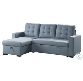 Cornish Blue 2 Piece Reversible Sectional with Pull out Bed and Hidden Storage