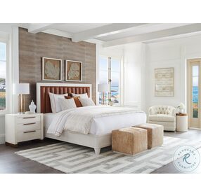 Carmel Burnished Tan And Winter White Cambria King Upholstered Panel Bed