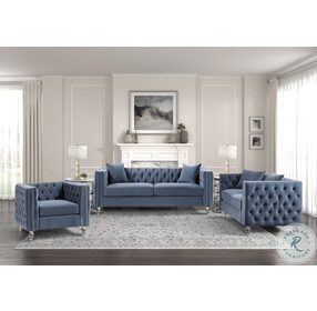 Orina Blue Velvet Sofa