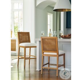 Laguna Linen White And Light Nutmeg Cleo Counter Height Stool by Barclay Butera
