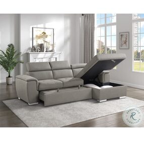 Berel Brown RAF Chaise Sectional With Adjustable Headrest And Hidden Storage