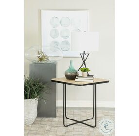Elyna Travertine And Black Accent Table