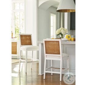 Laguna Linen White Cleo Counter Height Stool by Barclay Butera