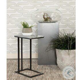 Vicente Grey Marble And Sandy Black Accent Table