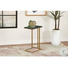 Vicente Grey Marble And Antique Gold  Accent Table