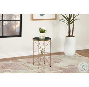 Eliska Green And Antique Gold Accent Table
