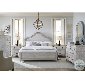 Belhaven Weathered Plank Arched King Upholstered Panel Bed