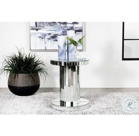 Dorielle Mirror Crystal Inlay Round Top Accent Table