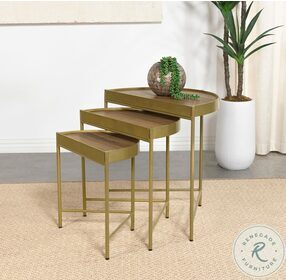 Tristen Brown And Gold 3 Piece Nesting Table