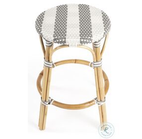 Tobias Damask Grey And White Rattan Counter Height Stool