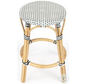 Tobias Navy And Cottage White Rattan Counter Height Stool