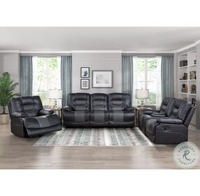 Fabian Two Tone Gray Double Glider Reclining Console Loveseat