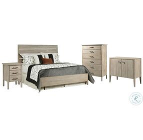 Symmetry Sand Incline Oak Queen Panel Bed With Medium Footboard