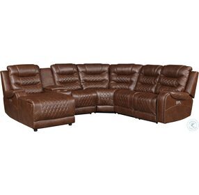 Putnam Brown 6 Piece Modular Power Reclining Sectional With LAF Chaise