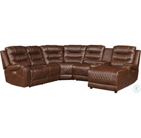 Putnam Brown Power RAF Reclining Chaise Sectional with USB Port