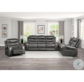 Putnam Gray Double Reclining Sofa With Drop Down Table