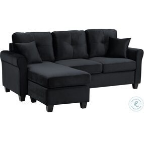 Monty Black Velvet Reversible Sofa Chaise Sectional