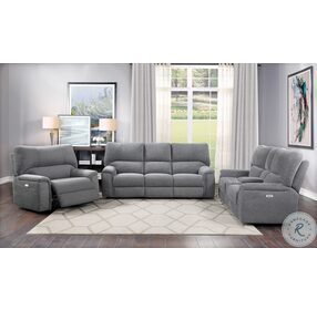 Dickinson Charcoal Power Double Reclining Sofa With Power Headrests