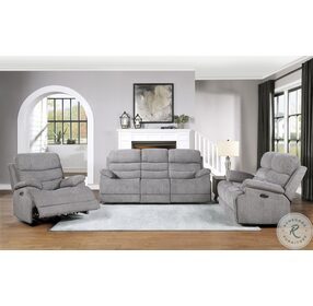 Sherbrook Gray Power Double Reclining Sofa With Power Headrests