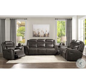 Boise Brown Double Reclining Sofa With Drop Down Cup Holders