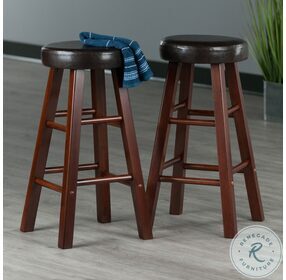 Maria Espresso And Walnut Cushioned Counter Height Stool Set Of 2