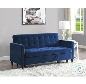 Strader Navy Convertible Studio Sofa With Pull Out Bed