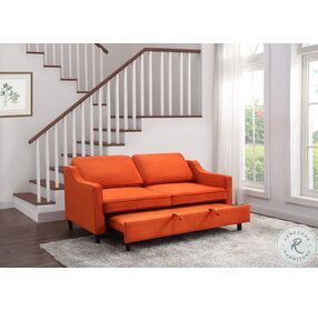 Adelia Orange Velvet Convertible Studio Sleeper With Pull Out Bed