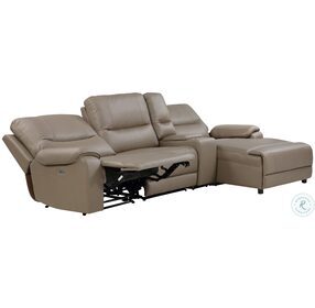 LeGrande Taupe 4 Piece Modular Power Reclining Sectional with Power Headrest and RAF Chaise