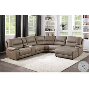 LeGrande Taupe Power Reclining RAF Sectional